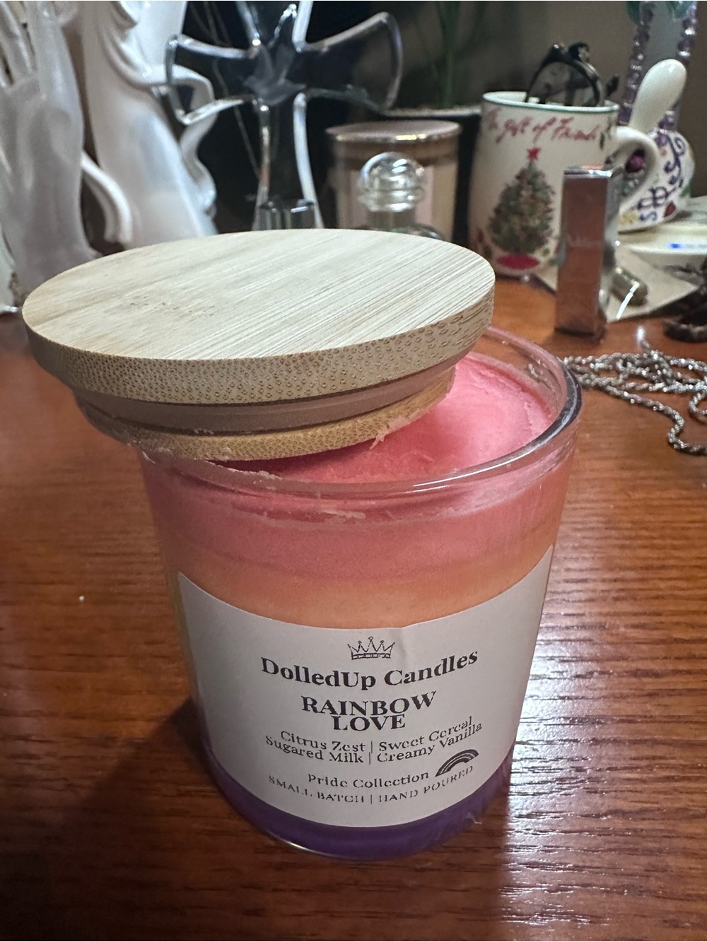 Rainbow Love Scented Candle - Pink/Orange/Purple Fruit Loop scented